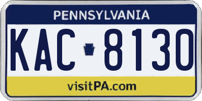 PA license plate KAC8130