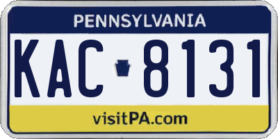 PA license plate KAC8131