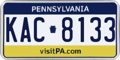 PA license plate KAC8133