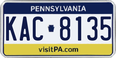 PA license plate KAC8135