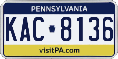 PA license plate KAC8136