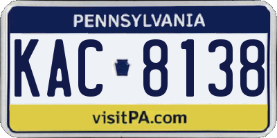 PA license plate KAC8138