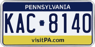 PA license plate KAC8140