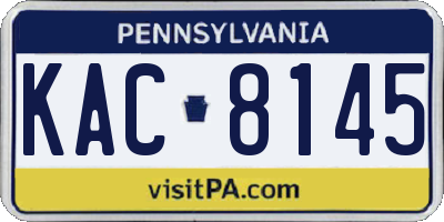 PA license plate KAC8145
