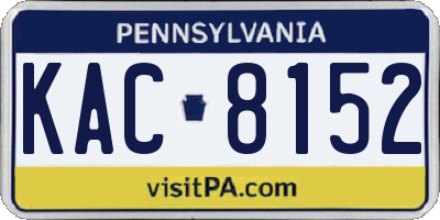 PA license plate KAC8152