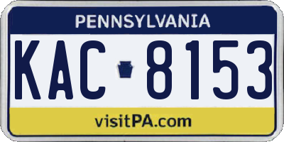 PA license plate KAC8153
