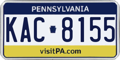PA license plate KAC8155