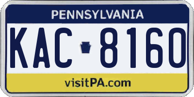 PA license plate KAC8160