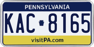 PA license plate KAC8165