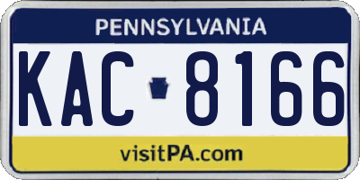 PA license plate KAC8166