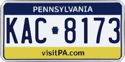 PA license plate KAC8173