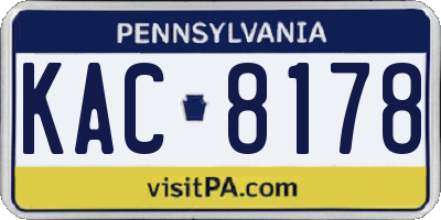 PA license plate KAC8178
