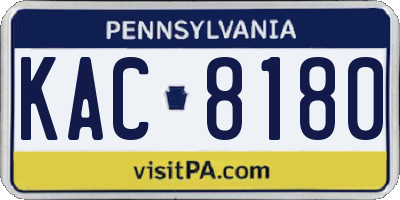 PA license plate KAC8180