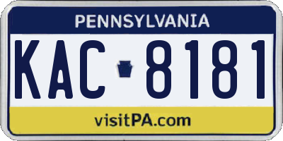 PA license plate KAC8181