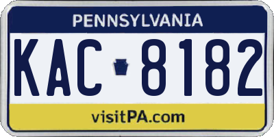 PA license plate KAC8182