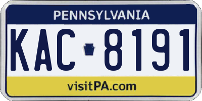PA license plate KAC8191