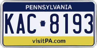 PA license plate KAC8193