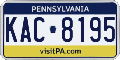 PA license plate KAC8195