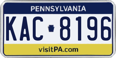 PA license plate KAC8196