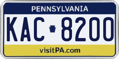 PA license plate KAC8200