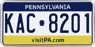 PA license plate KAC8201