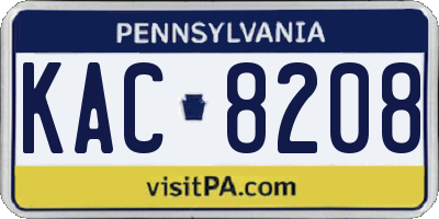 PA license plate KAC8208