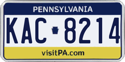 PA license plate KAC8214