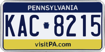 PA license plate KAC8215