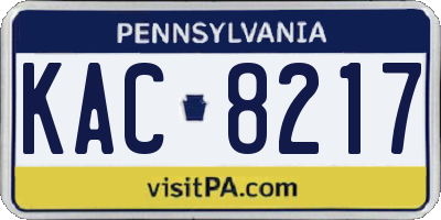 PA license plate KAC8217