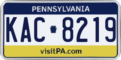 PA license plate KAC8219