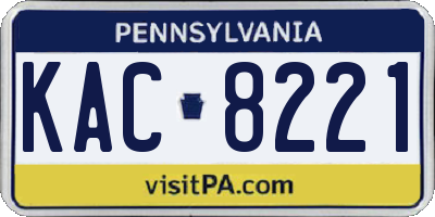 PA license plate KAC8221
