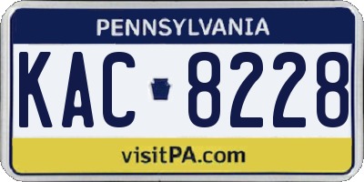 PA license plate KAC8228