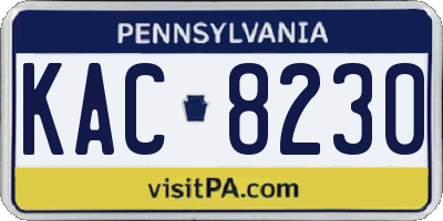 PA license plate KAC8230