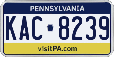 PA license plate KAC8239