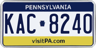 PA license plate KAC8240