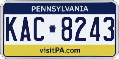 PA license plate KAC8243