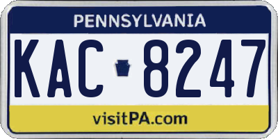 PA license plate KAC8247