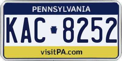 PA license plate KAC8252