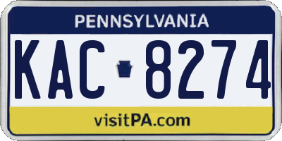 PA license plate KAC8274