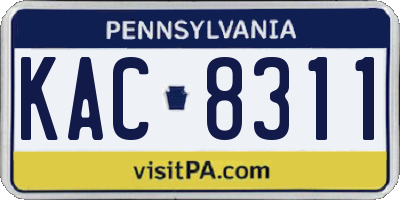 PA license plate KAC8311