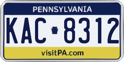 PA license plate KAC8312