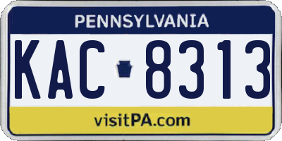 PA license plate KAC8313
