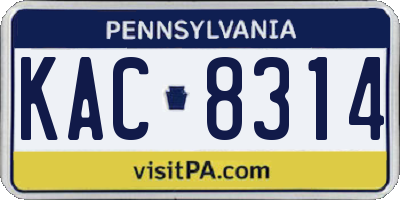 PA license plate KAC8314
