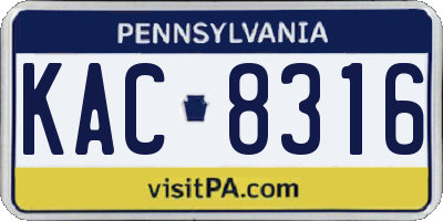 PA license plate KAC8316