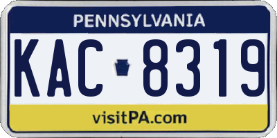 PA license plate KAC8319