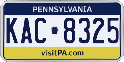PA license plate KAC8325
