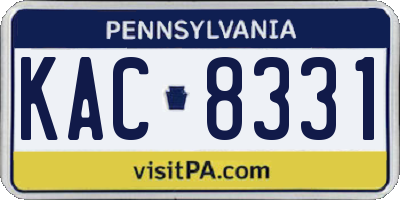 PA license plate KAC8331