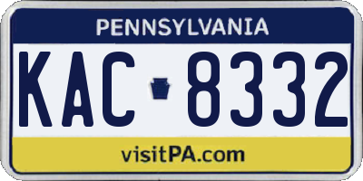PA license plate KAC8332