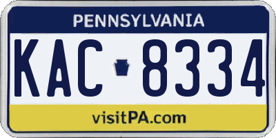 PA license plate KAC8334