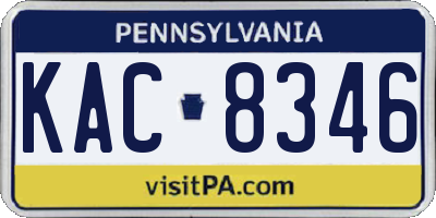 PA license plate KAC8346